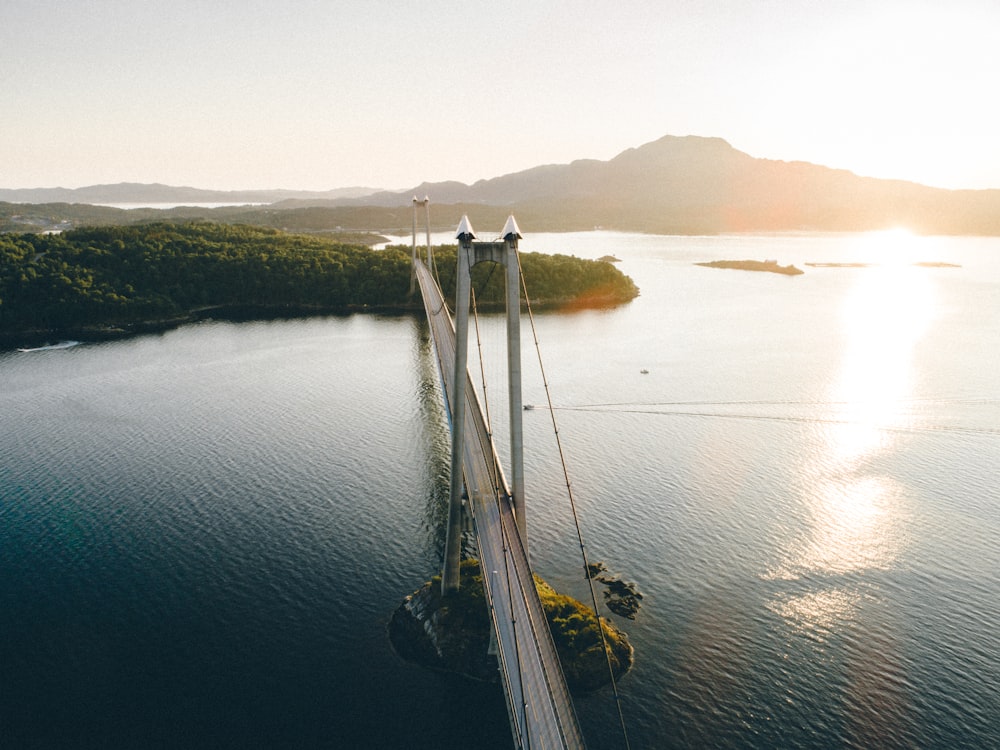 gray concrete bridge above body of water