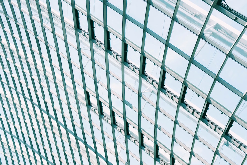 a view of a building through the glass