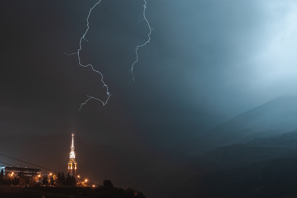 lightning during night time