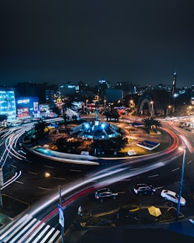 time lapse photo of road during night