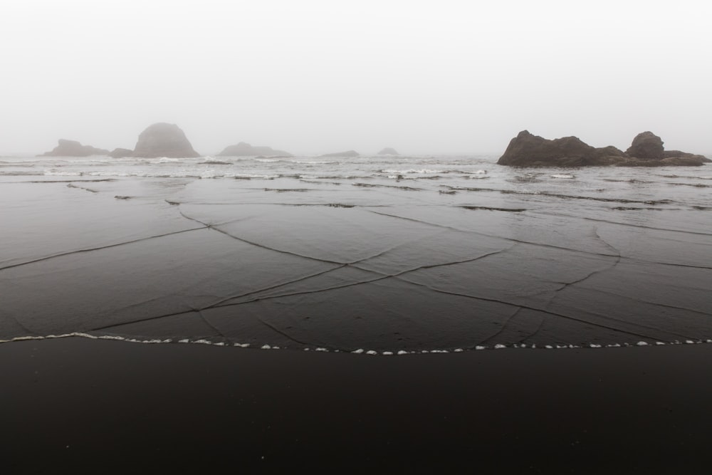 landscape photo of islets near shore