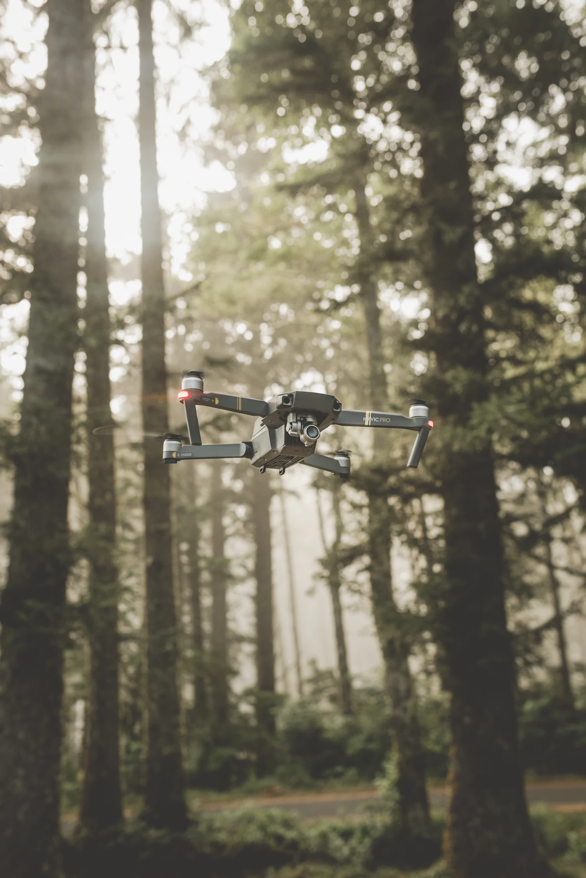 A DJI quadcopter drone in flight