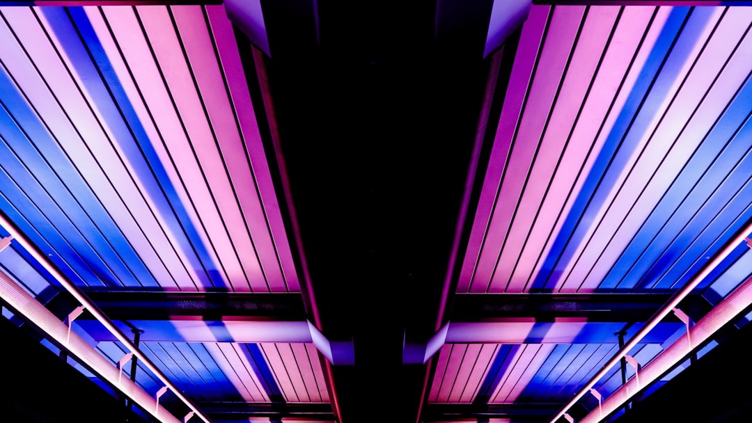 purple and blue striped lights,