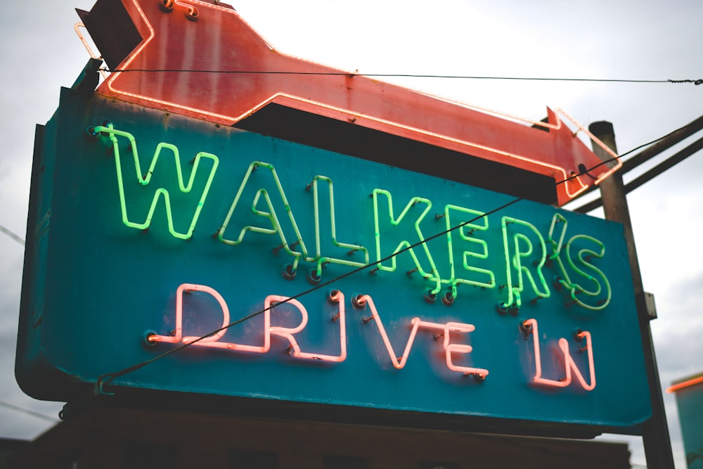 Walker's drive in neon signage