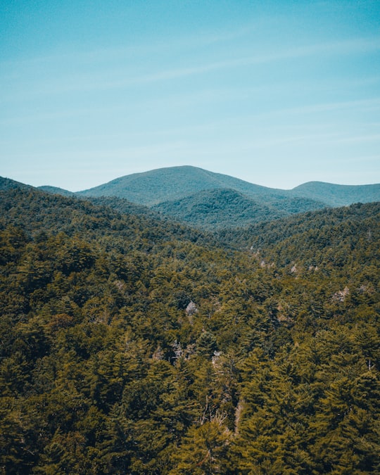 green hills under blue sky in Helen United States