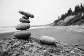 five stack of stone fragments
