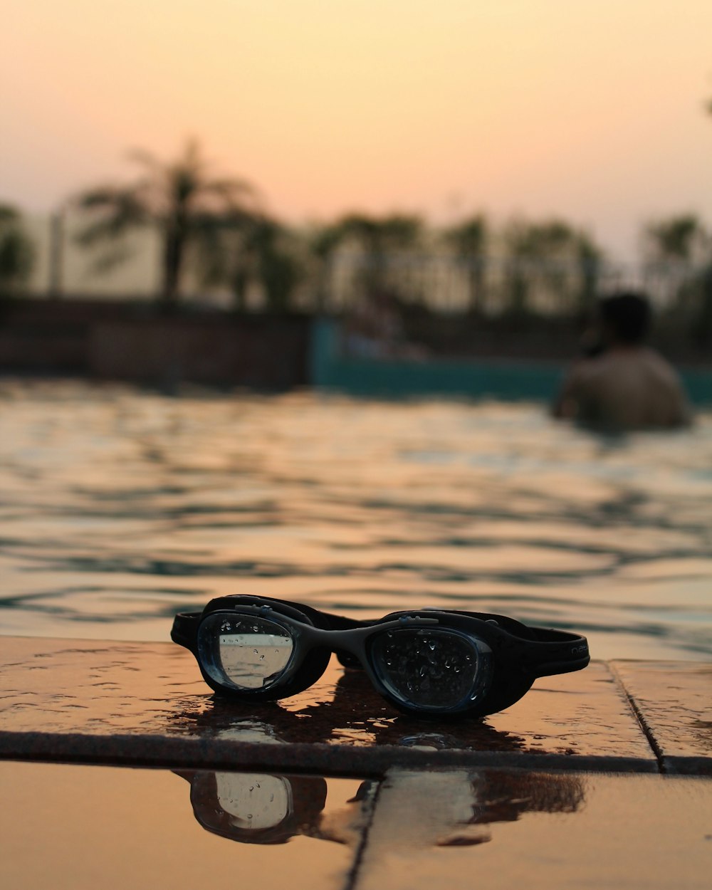 black goggles on dock