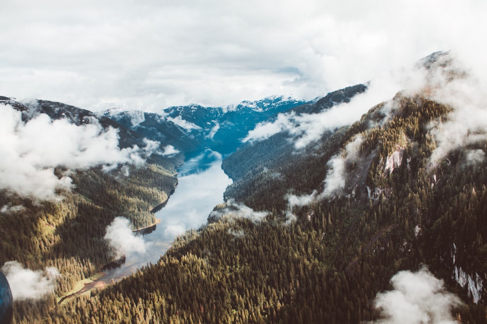 scenery of a river between mountains