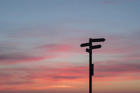 silhouette of road signage during golden hour