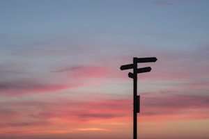 silhouette of road signage during golden hour