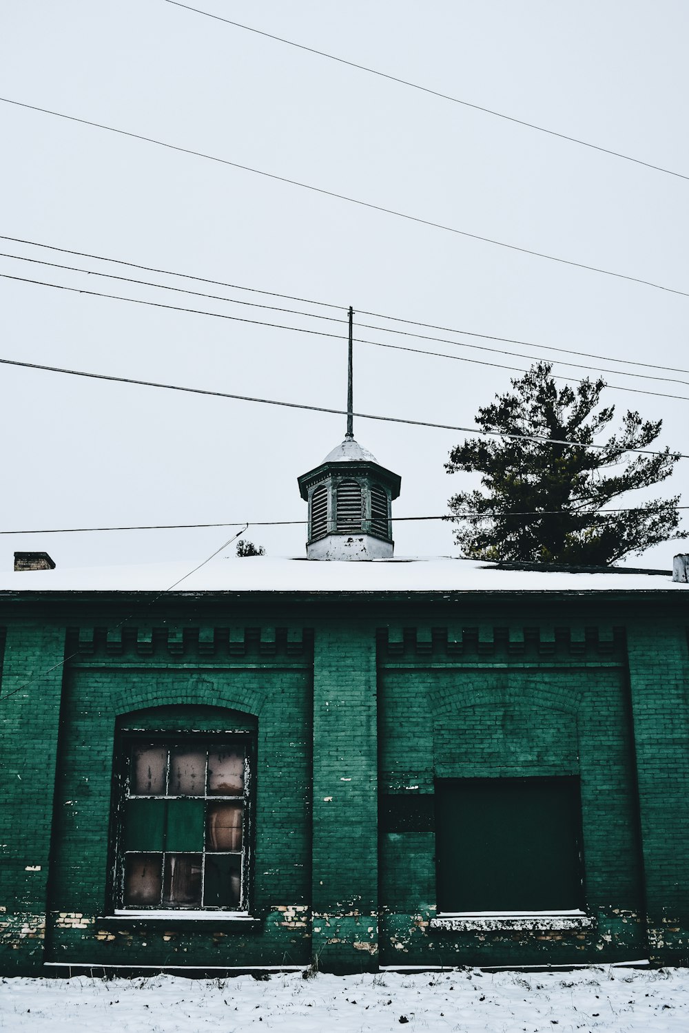 green brick building