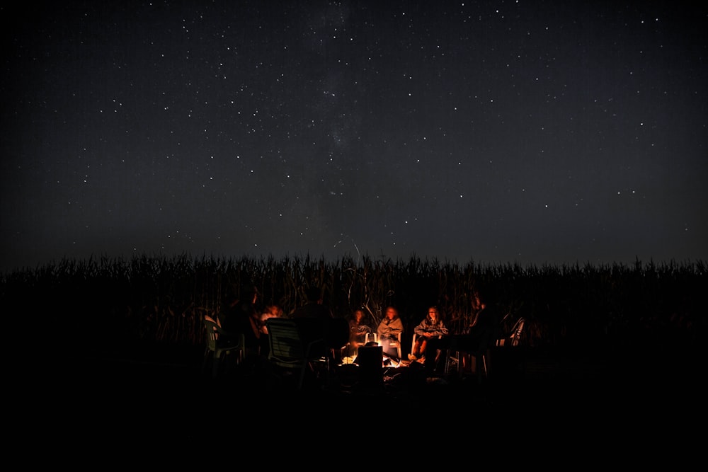 camping under black sky