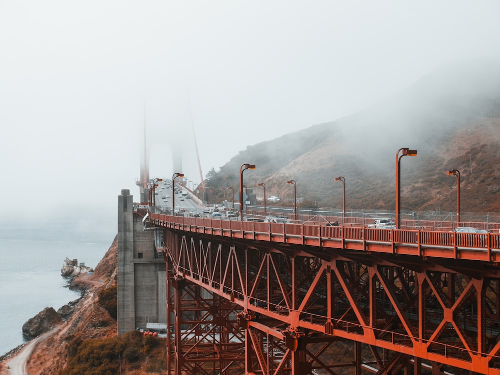 red metal made bridge