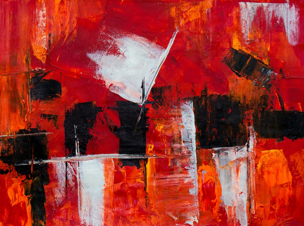 Peinture abstraite rouge et noire