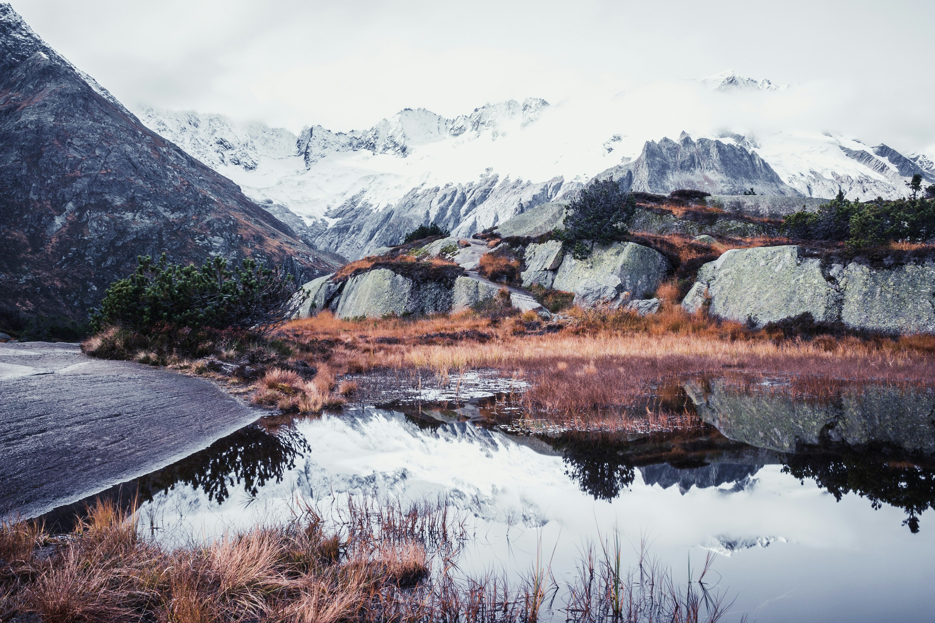 snow-capped mountain near body of water at daytime