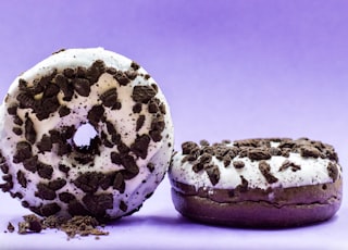 two cookies and cream doughnuts