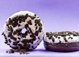 two cookies and cream doughnuts