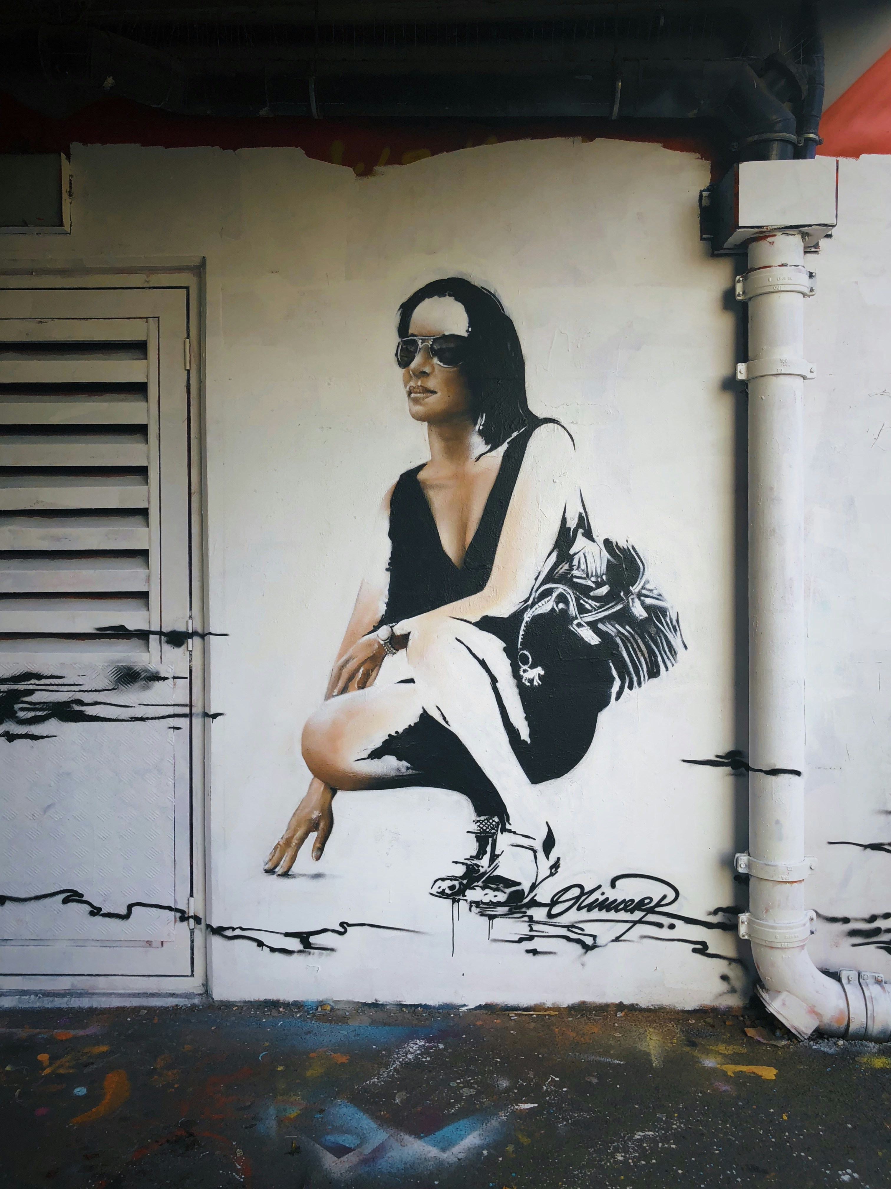 woman in black dress wall art