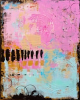 white and red abstract painting
