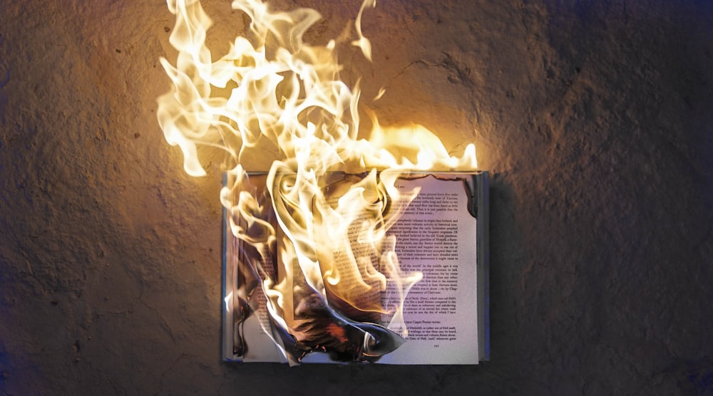 burning open book