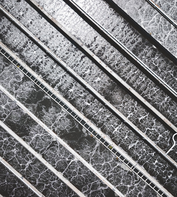 a black and white photo of a bunch of metal bars