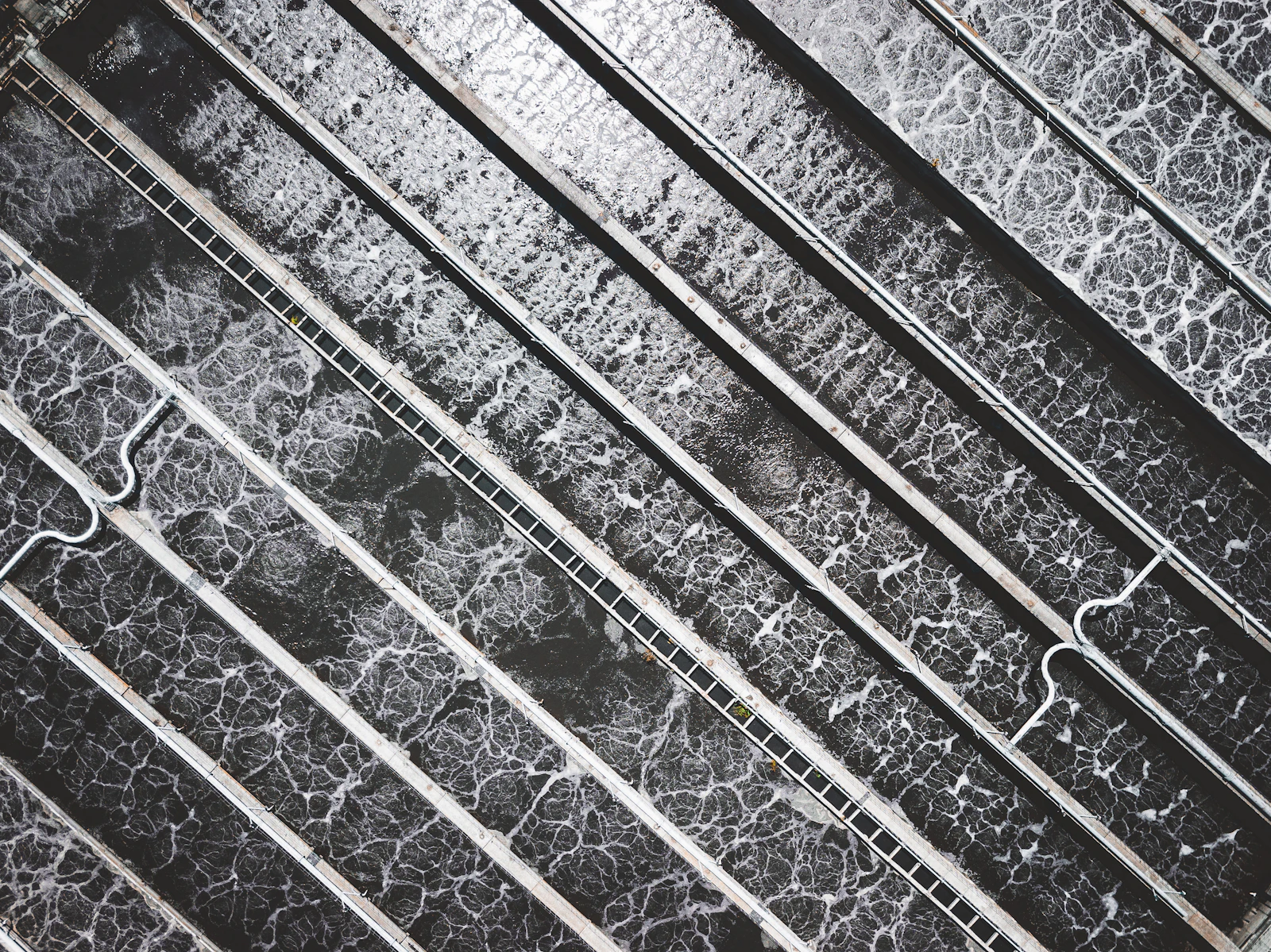 Steel bar array at a treatment plant headworks