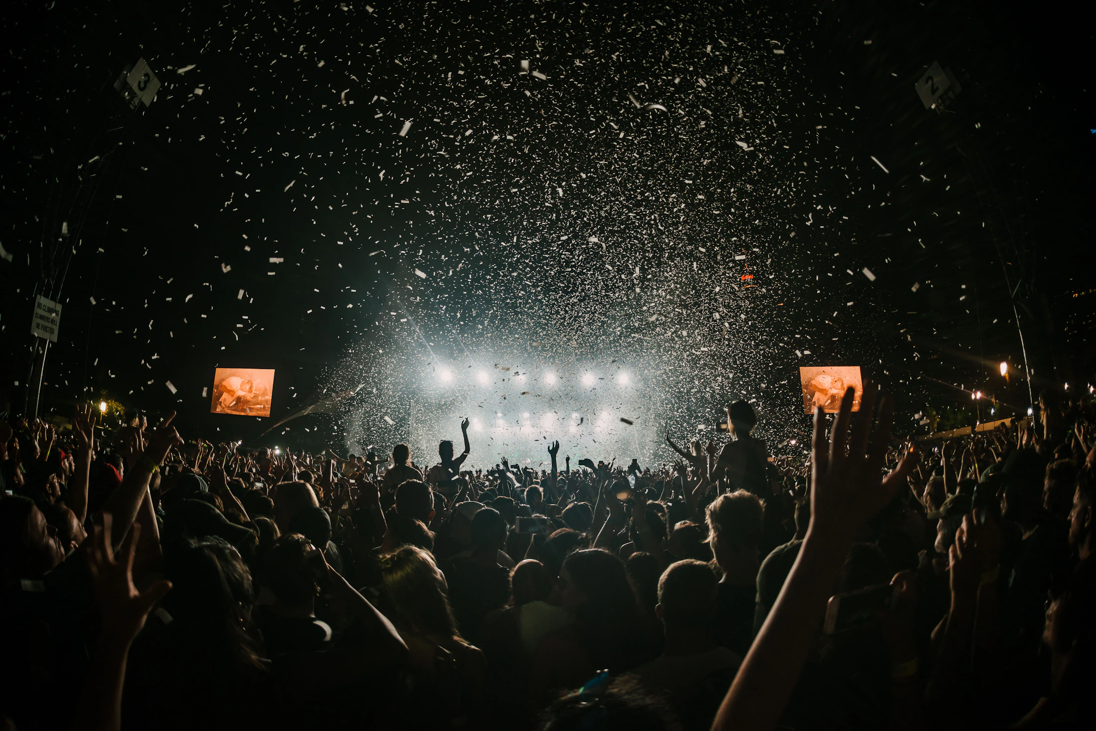 Evening outdoor gathering with cinematic lights