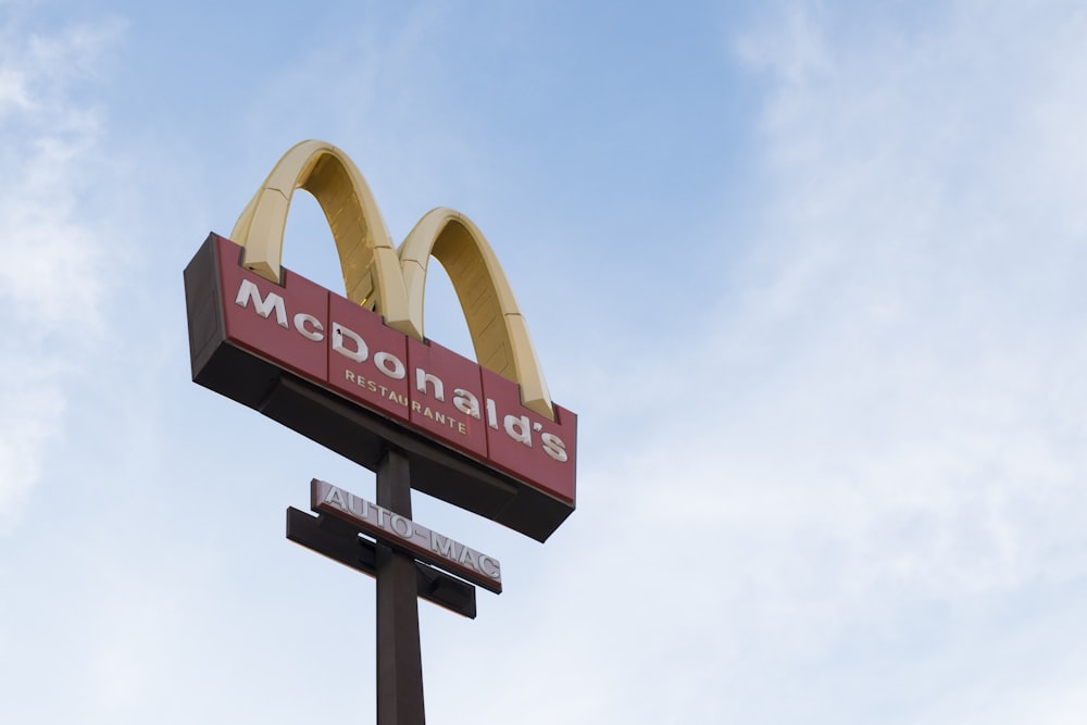 worm's eye view of McDonald's signage