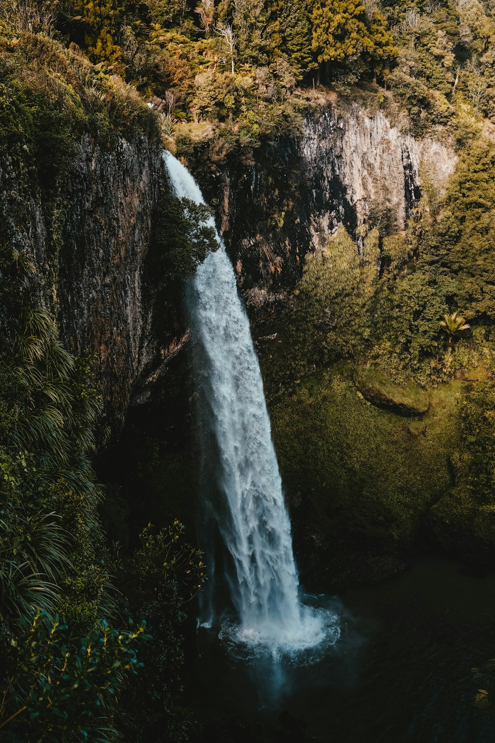 water flowing in falls