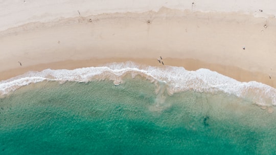 bird's eye view of tidal waves in Barafundle Bay United Kingdom