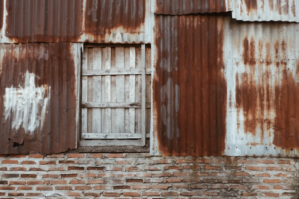 closed door of corrugated iron sheet building