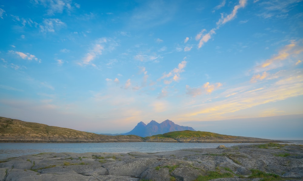 scenery of lake and plain field