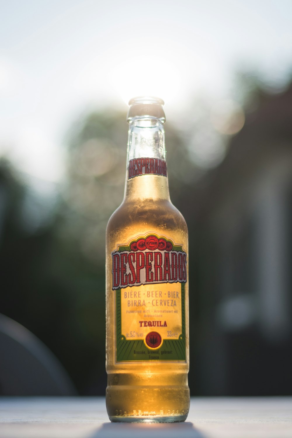 Desperados tequila bottle selective focus photography