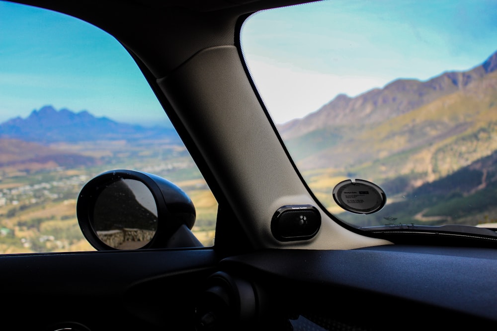 photography of car side mirror