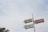 A vintage-style signpost features three directional arrows labeled 'SELF-SERV', 'DISCOUNT', and 'GAS', set against a cloudy sky. The signs are attached to a vertical pole.