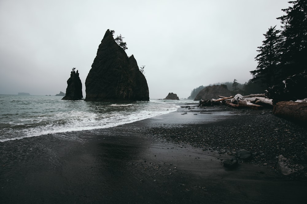 rock formation surrounded of water