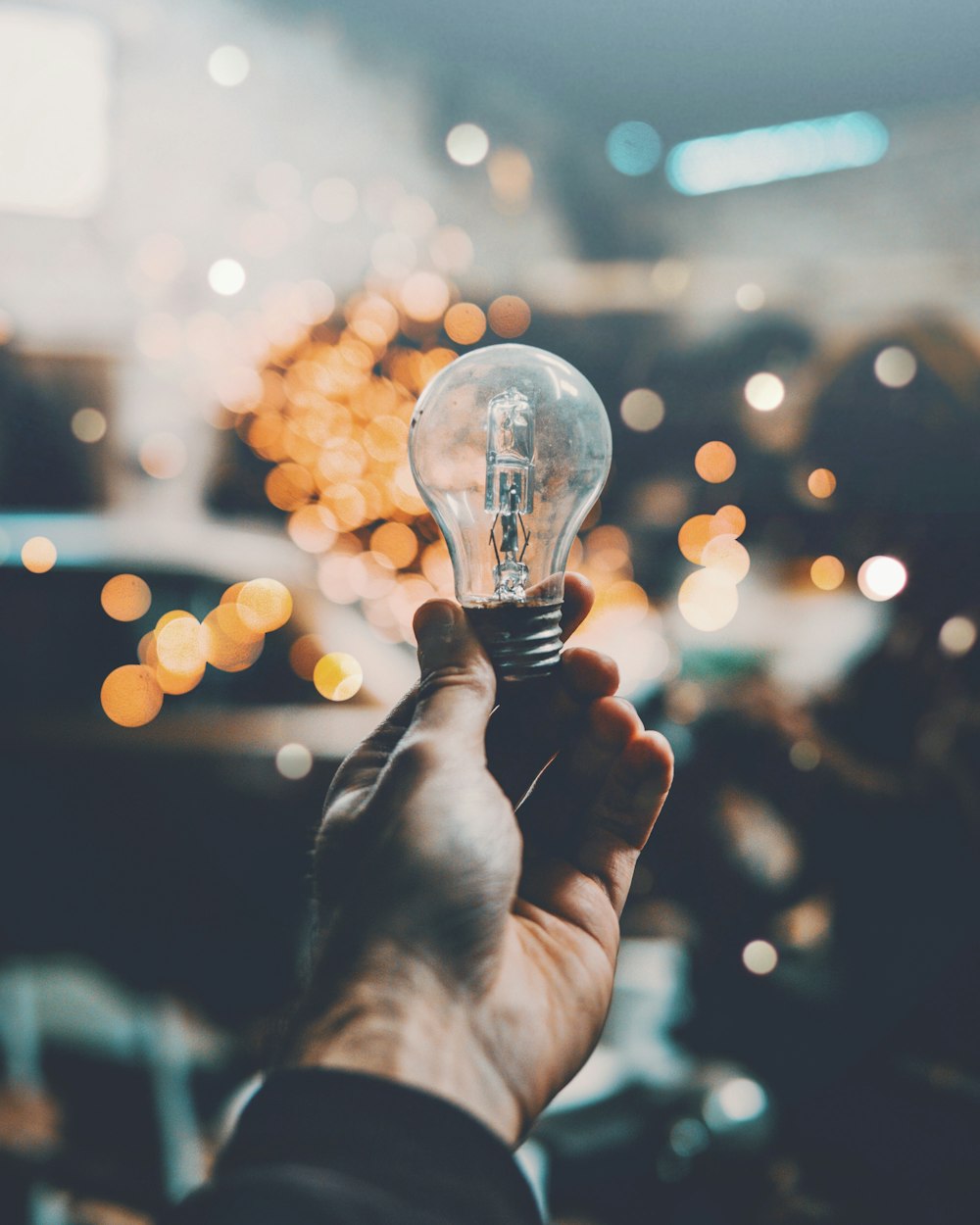 person holding light bulb