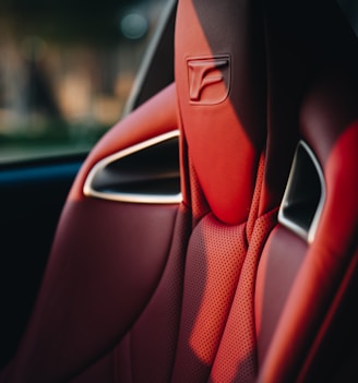 red leather car seat