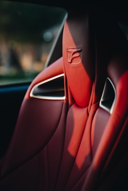 red leather car seat