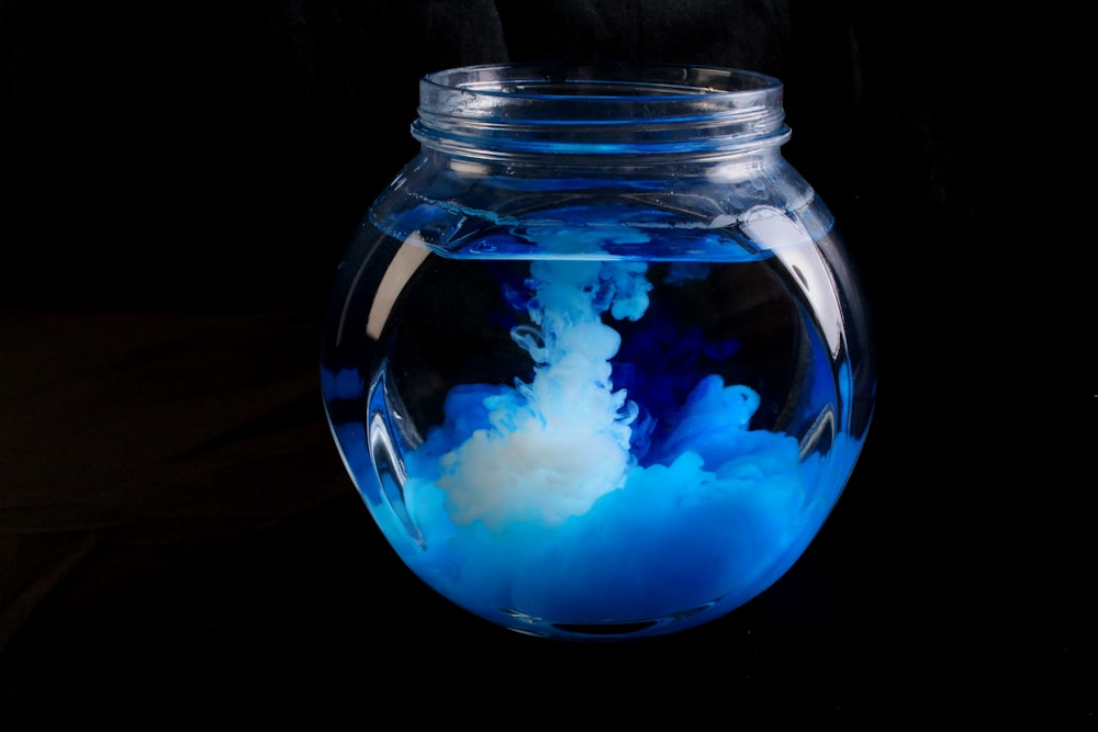 clear glass jar with smoke