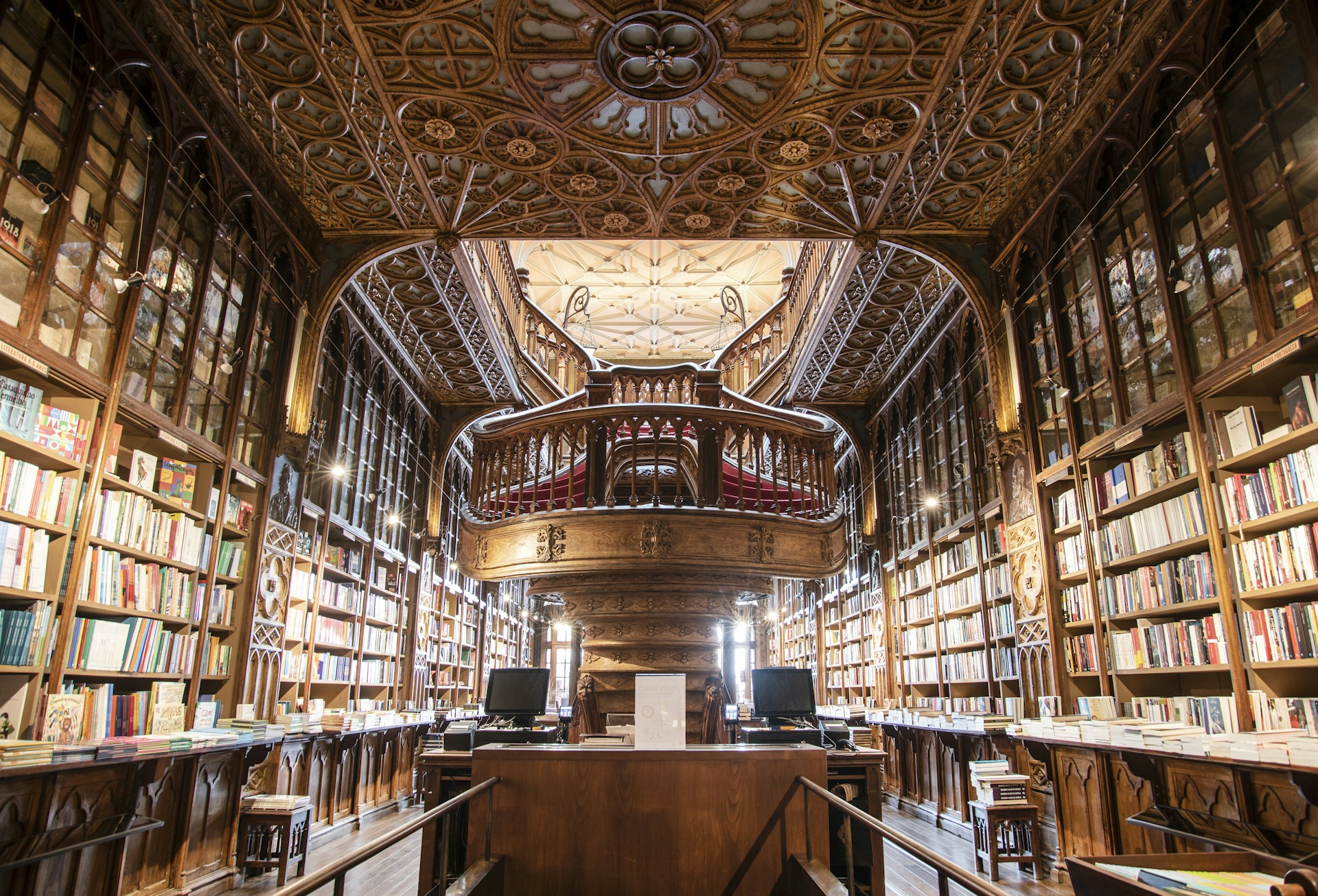 brown concrete library interior