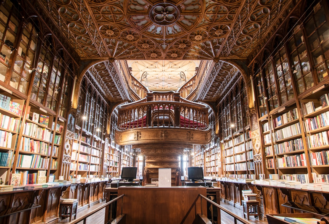 brown concrete library interior