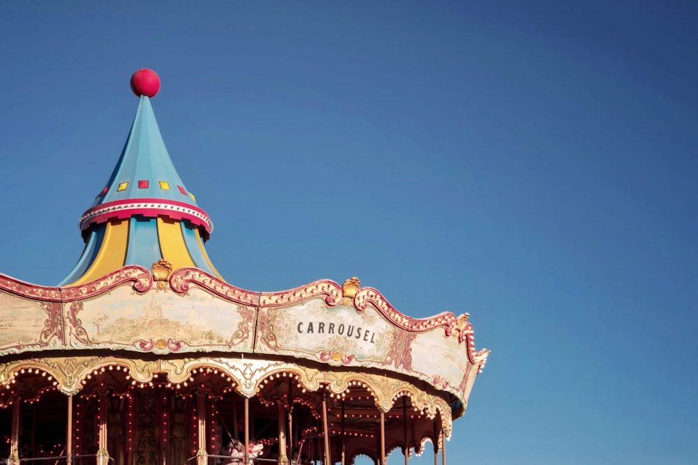 white and blue carousel