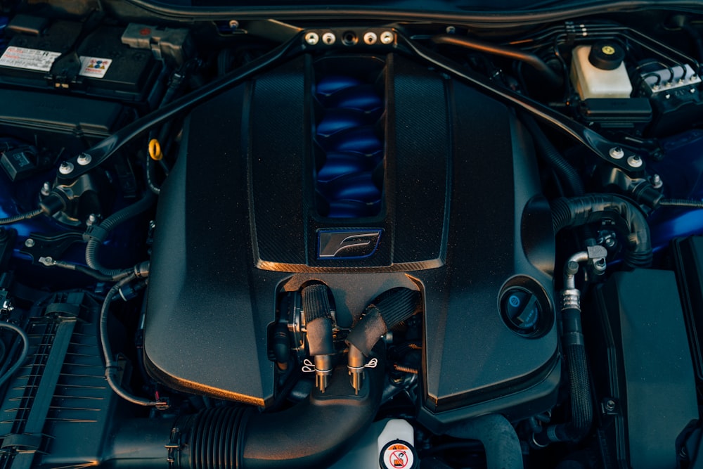 closeup photo of vehicle engine