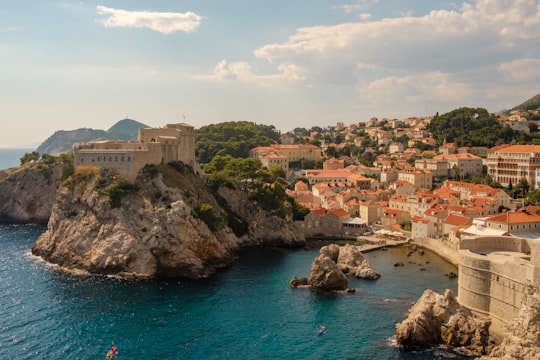village and cliffs in aerial view photography in Muralles de Dubrovnik Croatia