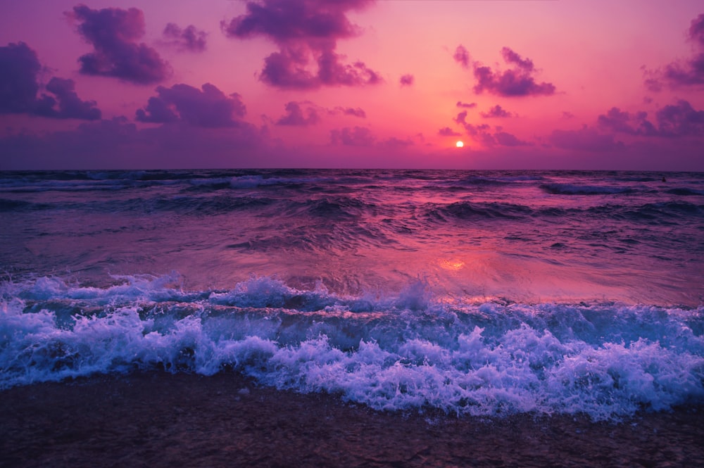 Rocky beach Wallpaper 4K, Sunset, Seascape, Coastline