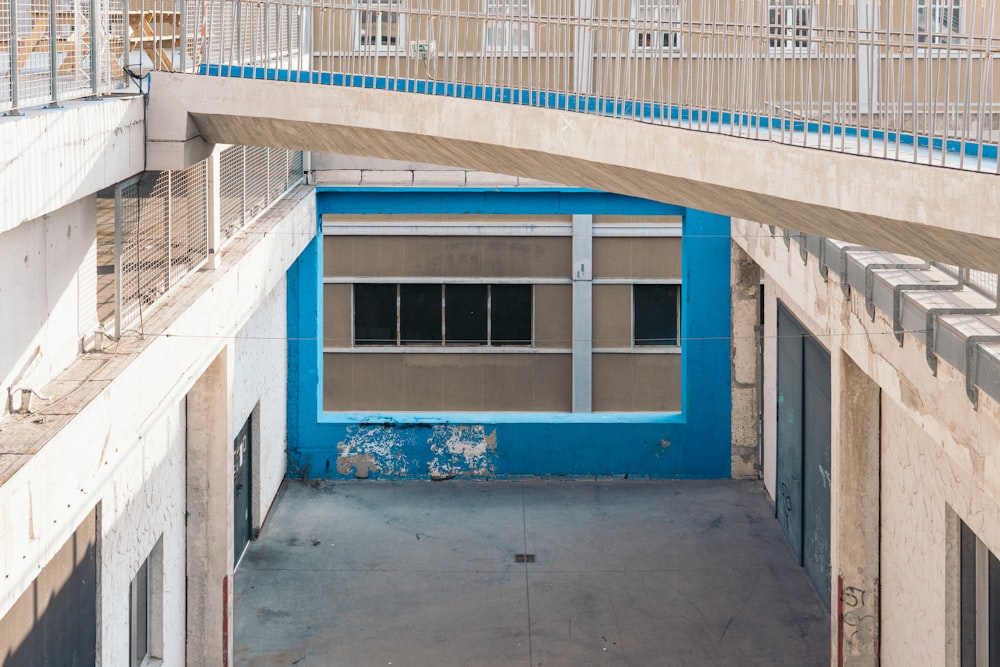 empty blue and gray concrete building