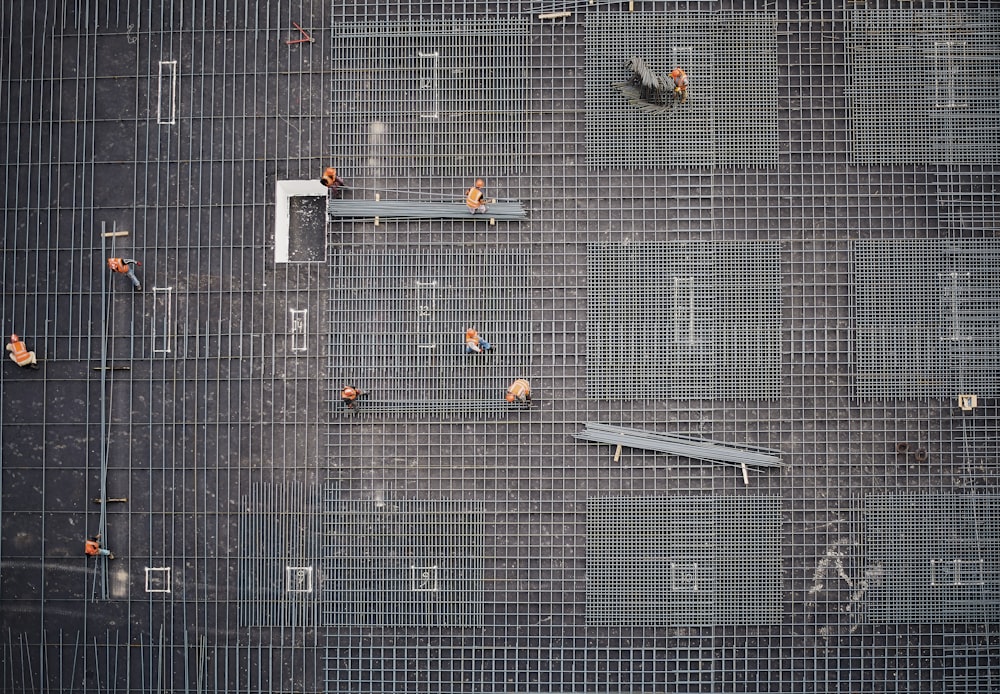 昼間の公園にいる人々の航空写真