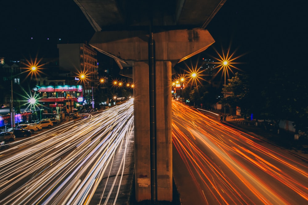 timelapse photography of road