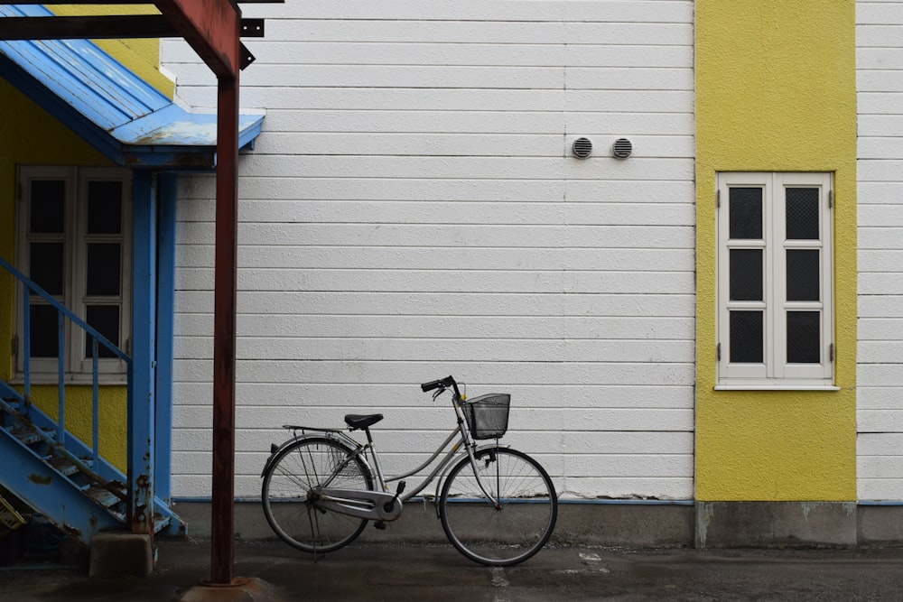 bike parked near stairs outdoor